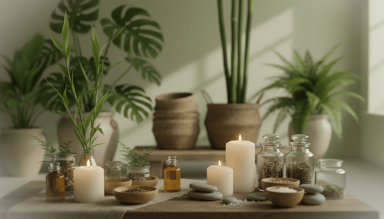 Calming spa atmosphere with natural elements