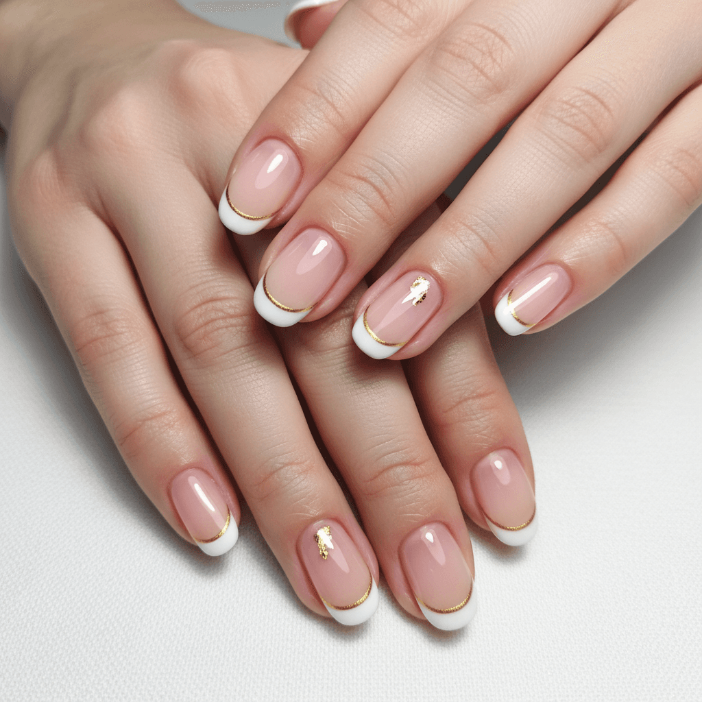 Elegant French manicure with gold accents