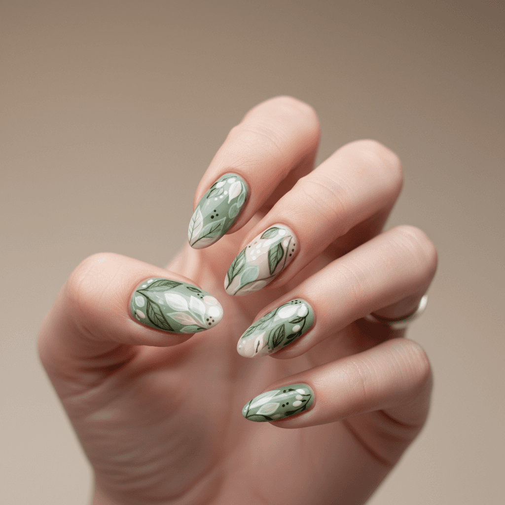 Organic floral nail art design