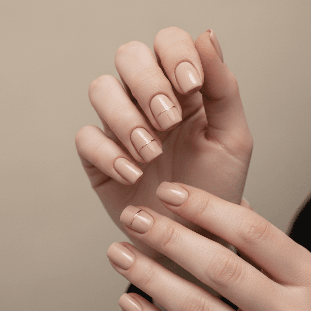 Minimalist nail design with gold accent